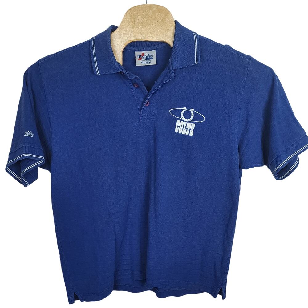 Vintage Men's Indianapolis Colts Majestic Polo Shirt Short Sleeve Medium M